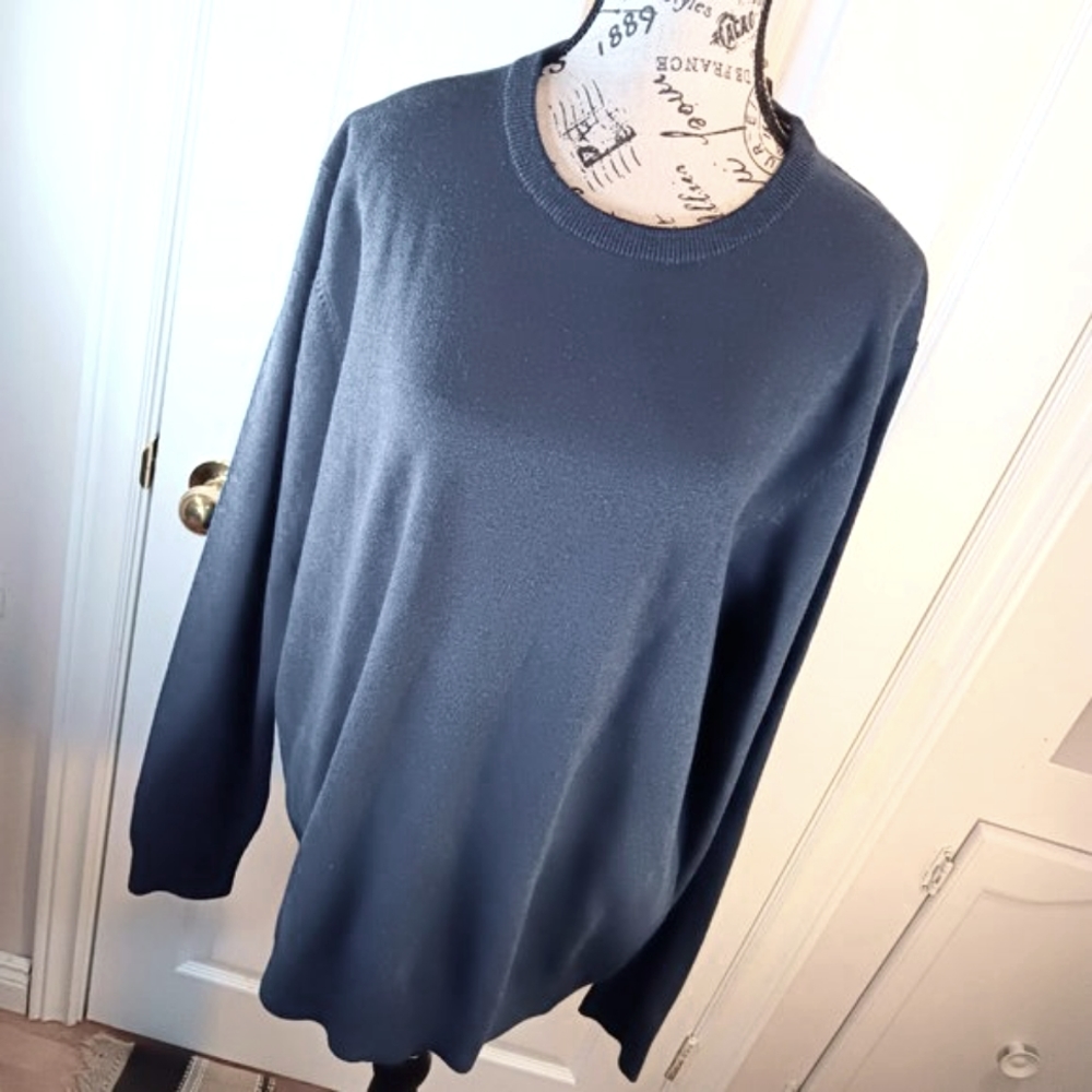 NWT Denver Hayes Men's Lightweight Knit Sweater Size L Navy Blue Crewneck - Picture 7 of 12